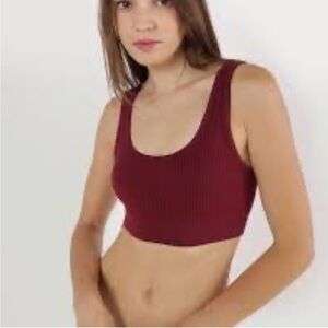 Aerie Ribbed Seamless Burgundy Bralette Size Small